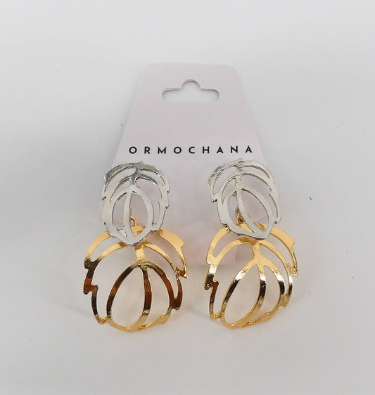 LEAF TWO-TONE EARRINGS