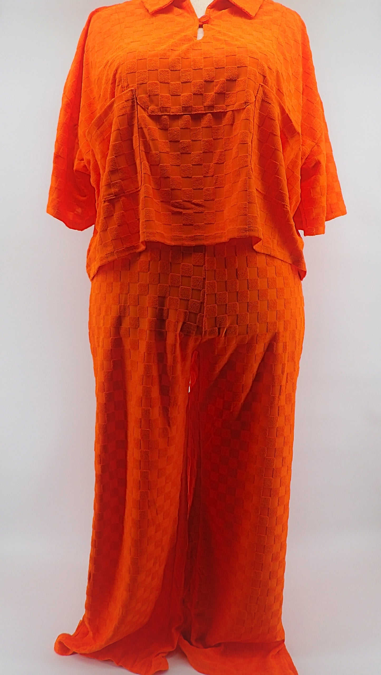 CURVY CHECKERS BLOUSE & WIDE LEG PANTS