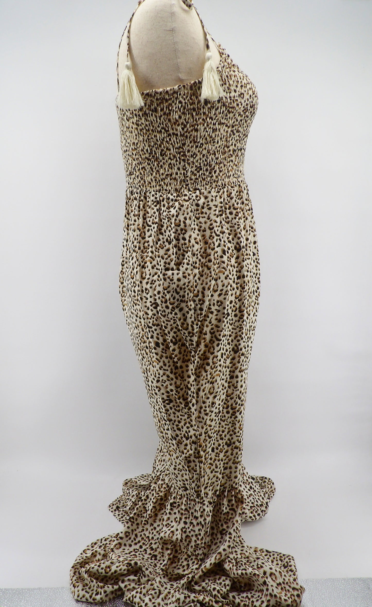 CURVY ANIMAL PRINT BELL LEG JUMPSUIT