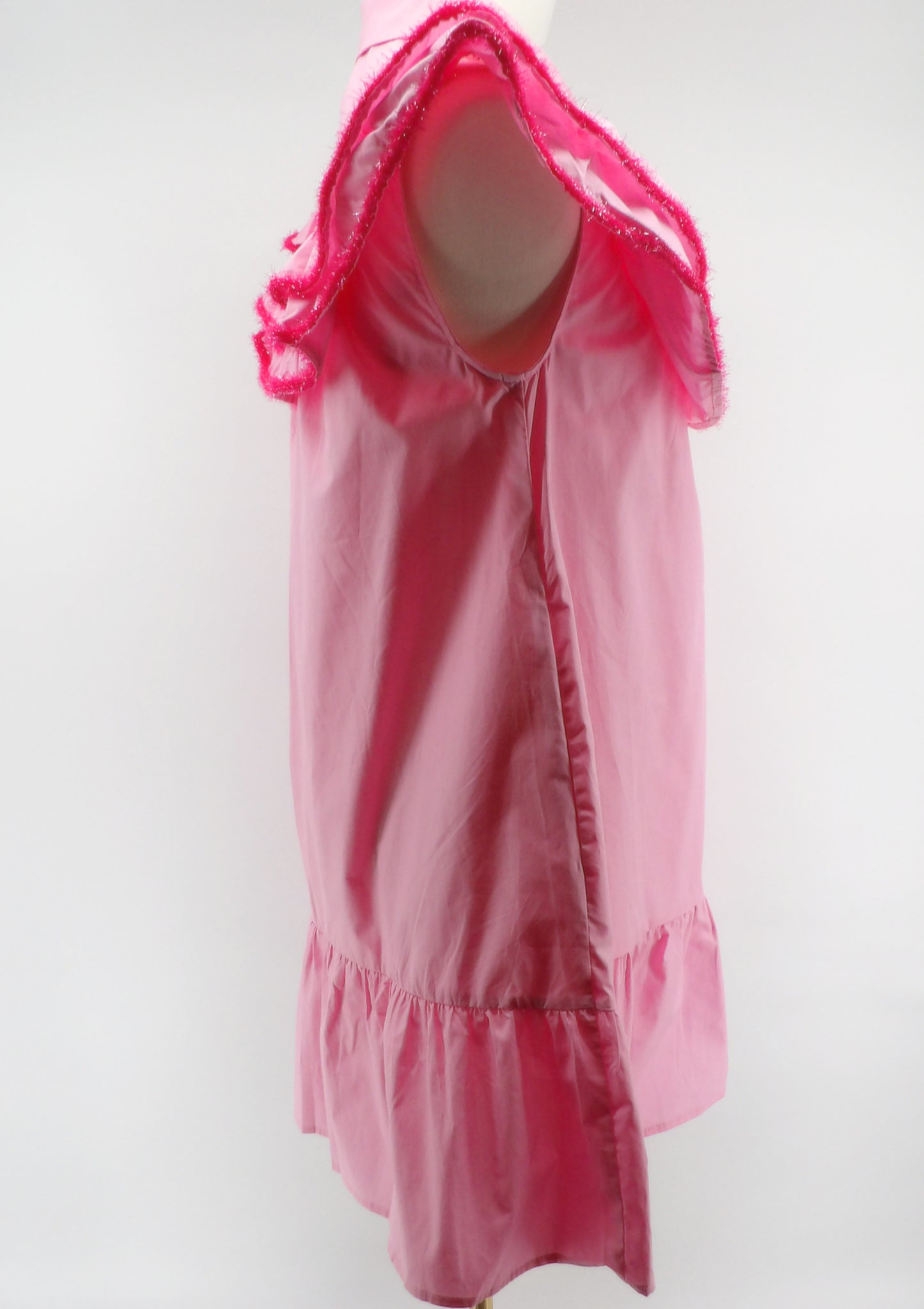 RUFFLE SLEEVE TRIM DETAILED MINI DRESS