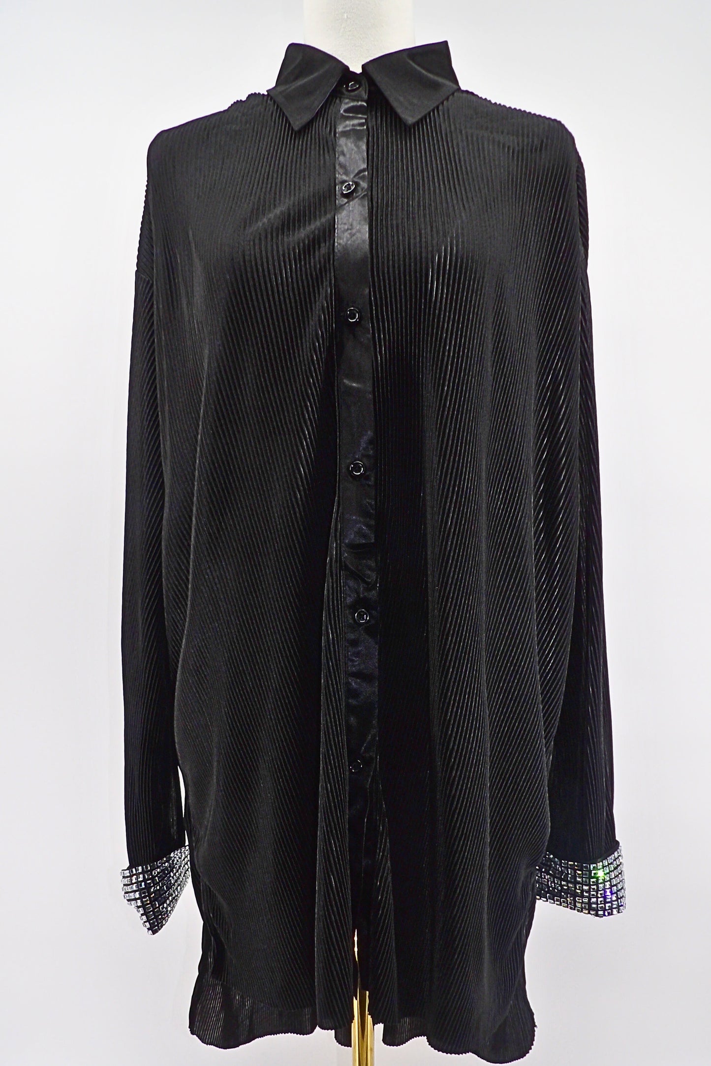 LONG SLEEVE STUDS DETAILED  HIGH-LOW MINI DRESS