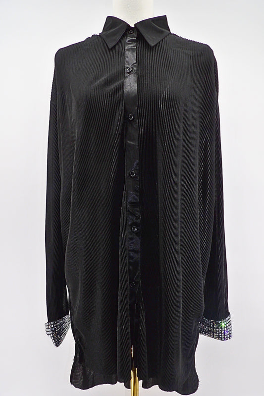 LONG SLEEVE STUDS DETAILED  HIGH-LOW MINI DRESS