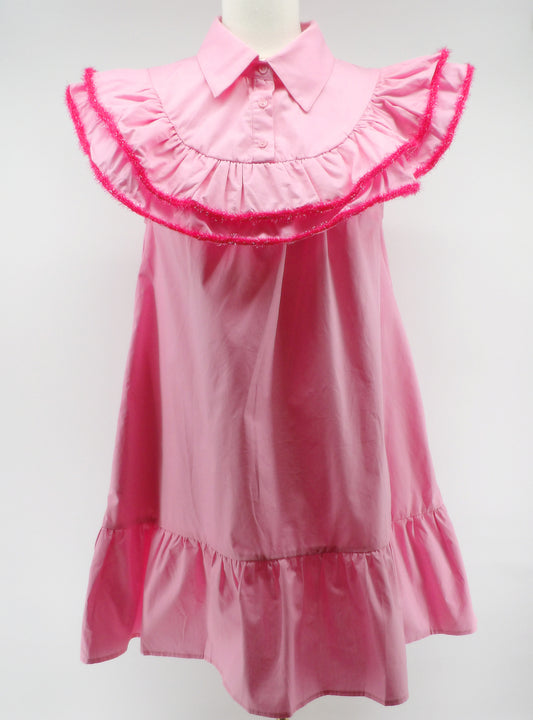 RUFFLE SLEEVE TRIM DETAILED MINI DRESS