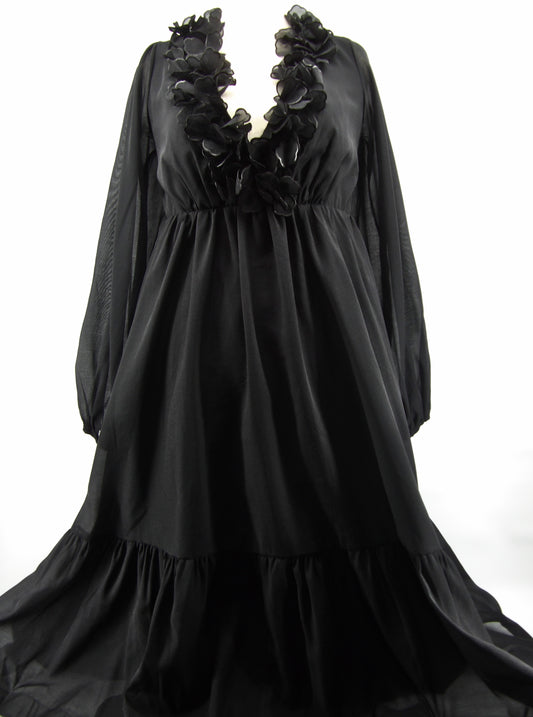 CURVY RUFFLE OPEN BACK TIE MAXI DRESS