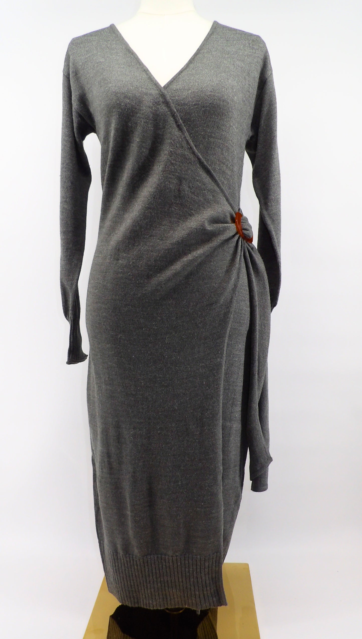 SELF TIE WRAP MIDI DRESS