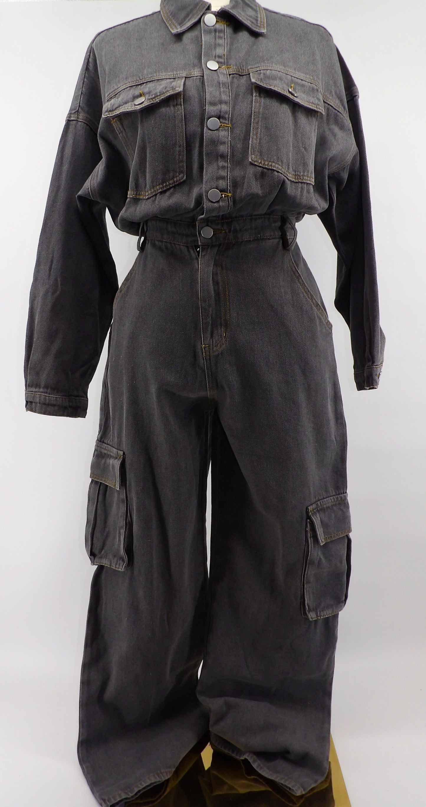 WIDE LEG DENIM JUMPSUIT