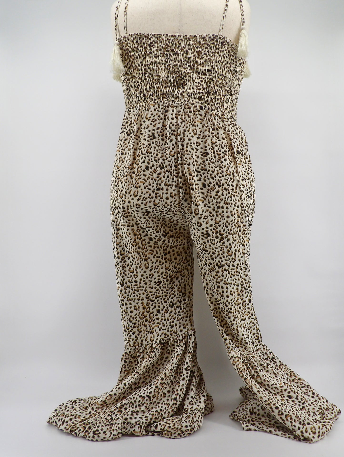 CURVY ANIMAL PRINT BELL LEG JUMPSUIT