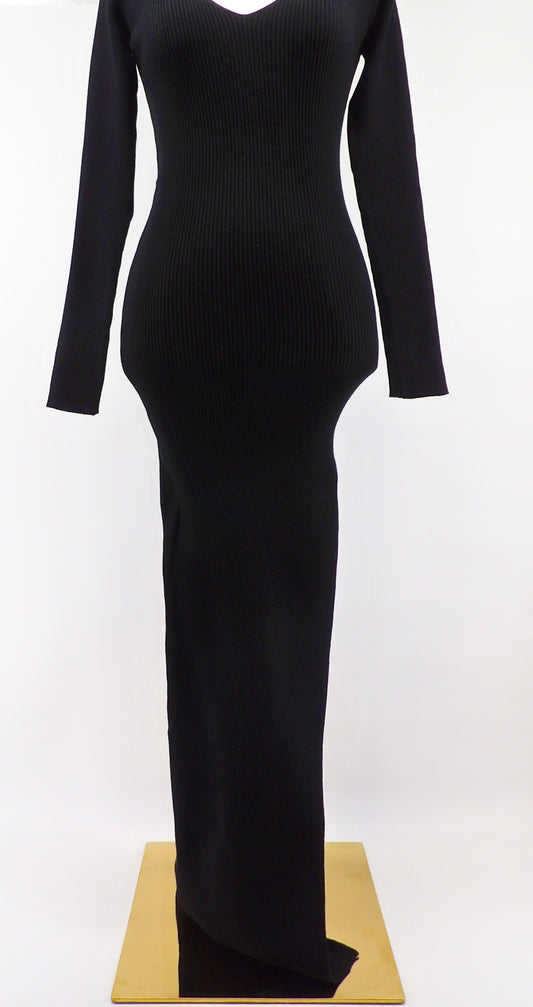 BODYCON OPEN BACK SIDE SLIT MAXI DRESS