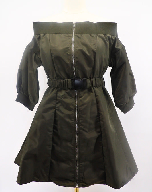 OFF SHOULDER BELTED MINI DRESS