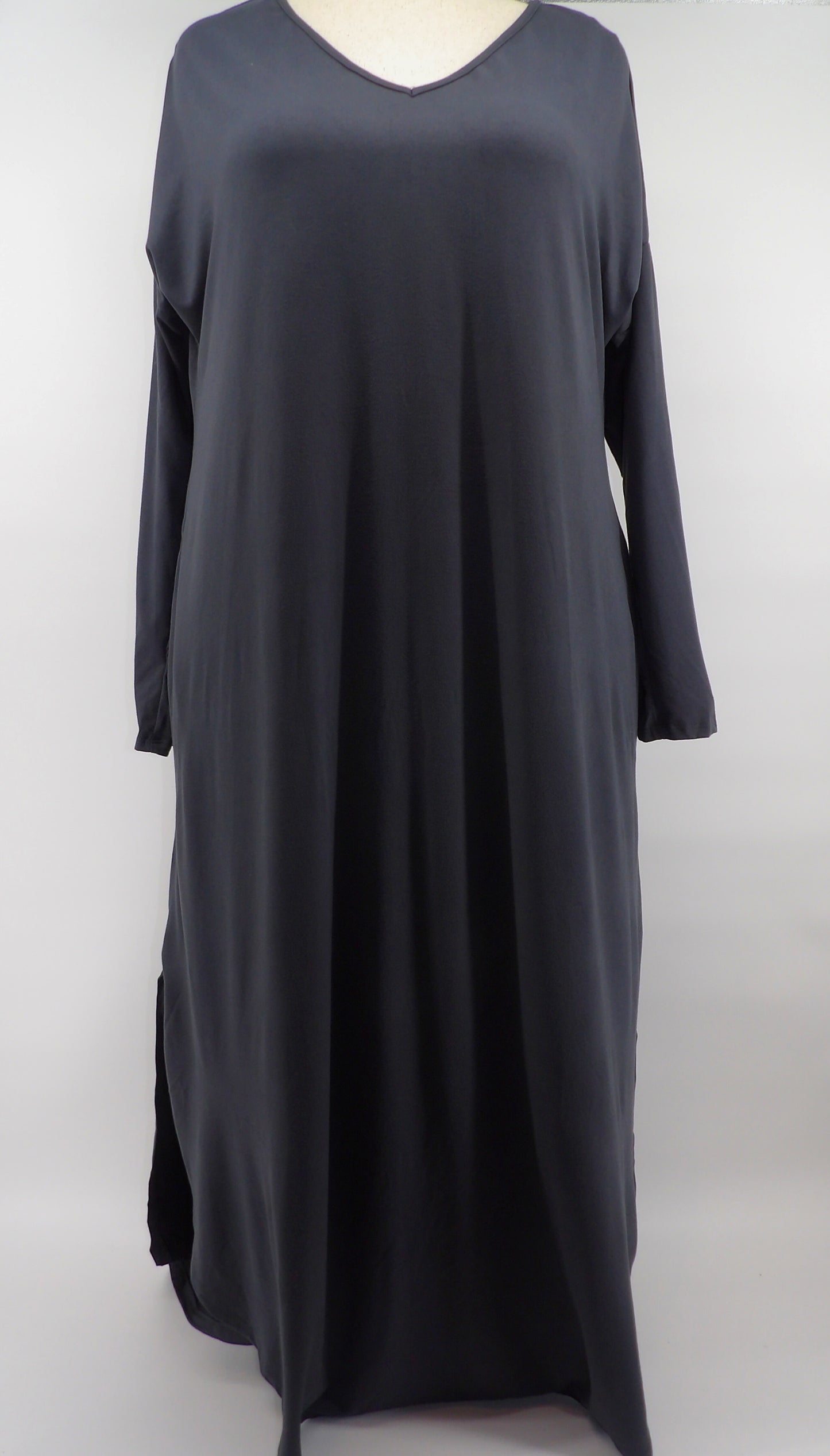 CURVY FRONT POCKETS HIGH-LOW TUNIC MAXI DRESS
