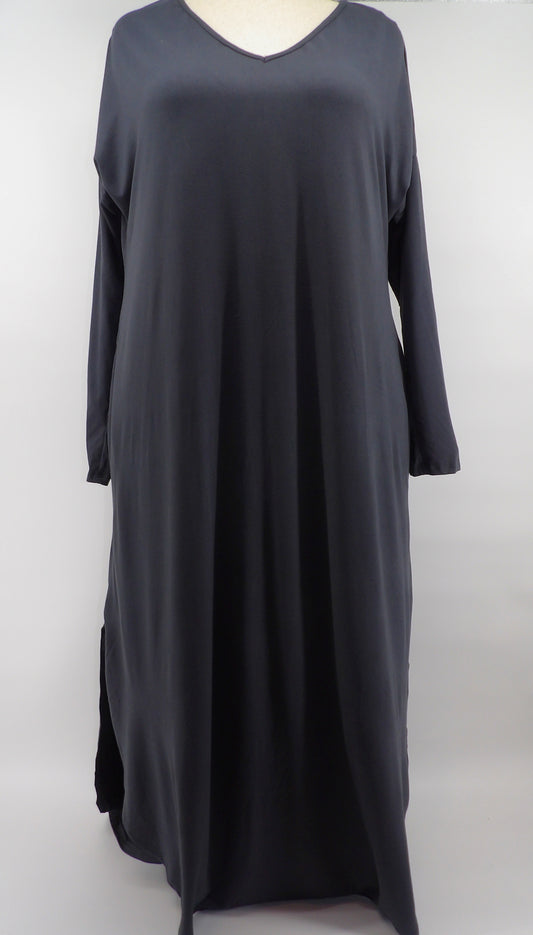 CURVY FRONT POCKETS HIGH-LOW TUNIC MAXI DRESS