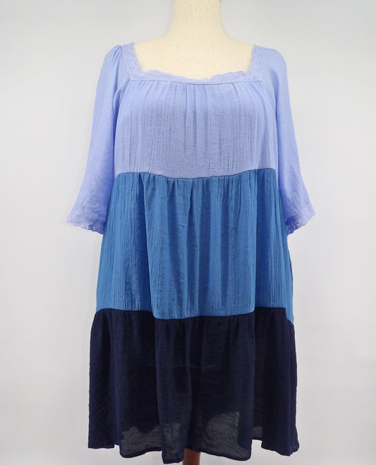CURVY SQUARE NECK  COLORBLOCK  MINI DRESS
