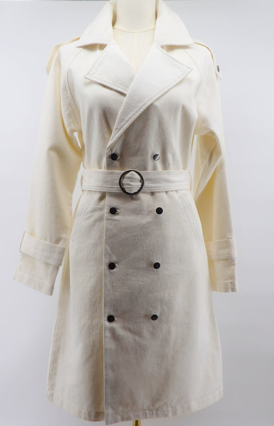 FRONT POCKETS BELTED DENIM COAT