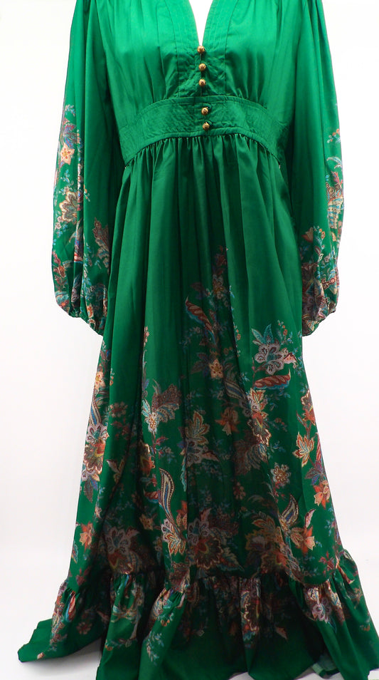 BALLOON SLEEVE FLORAL MAXI DRESS
