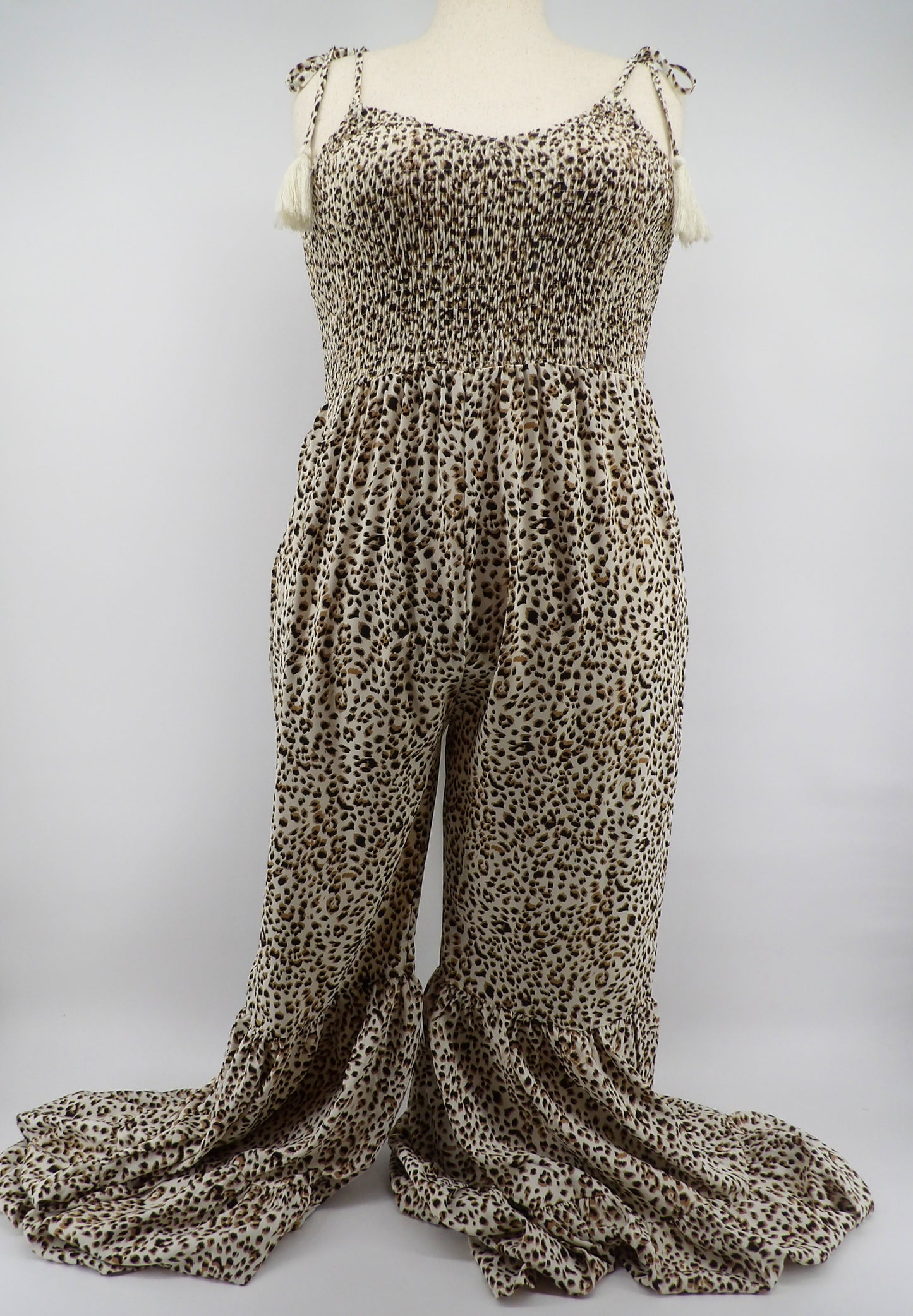 CURVY ANIMAL PRINT BELL LEG JUMPSUIT