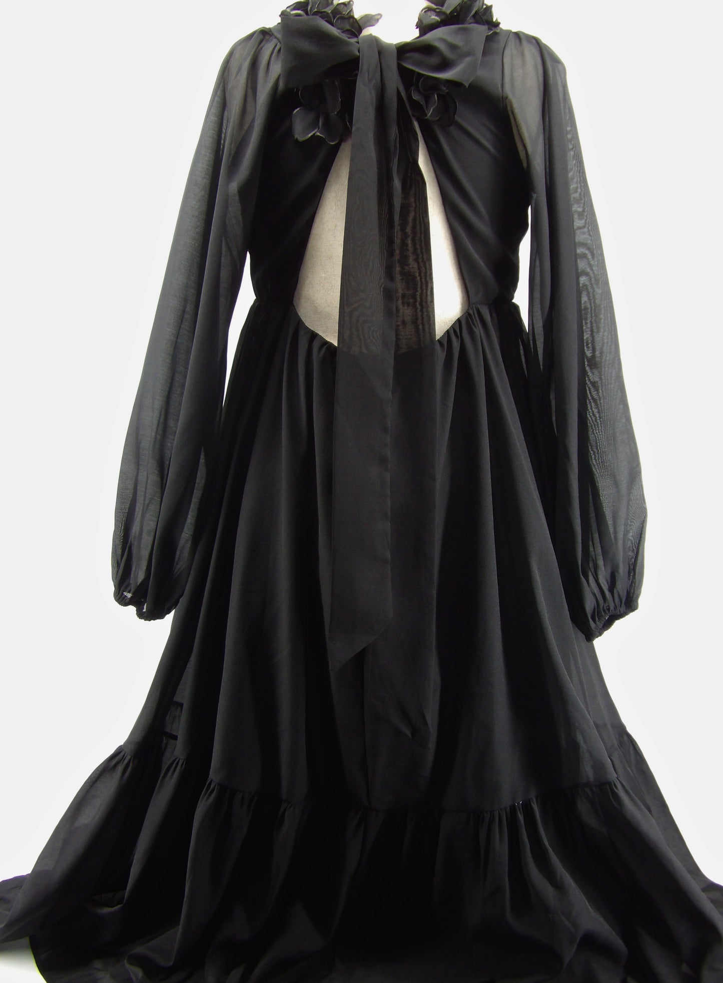 CURVY RUFFLE OPEN BACK TIE MAXI DRESS